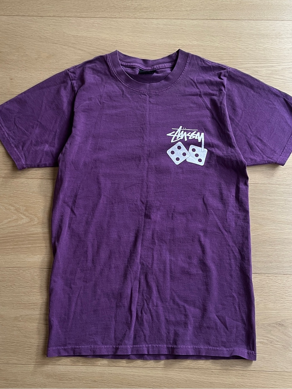 Stussy Dice Pigment Dyed Graphic Tee in Purple Size XS